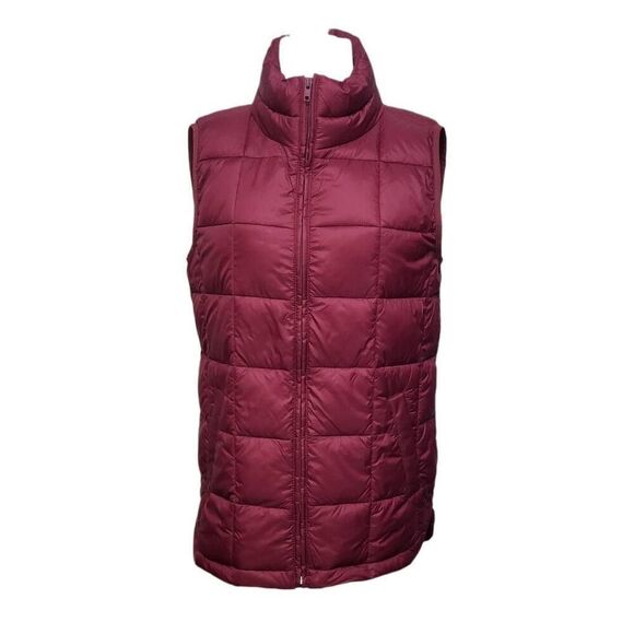 Gap Recycled Puffer Vest Women's Size XS Burgundy Quilted Sleeveless Full Zip Fr - Picture 1 of 11